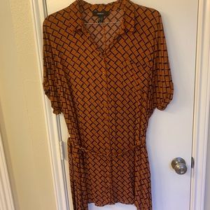 Orange/Maroon Patterned Mini Dress - Forever 21+
